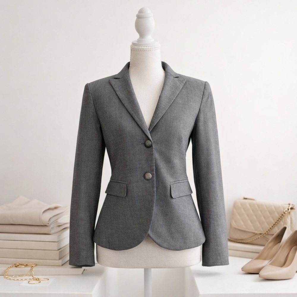 Theory Gray Blazer Tailored Size 2 • Minimalist Quiet Luxury • Classic
